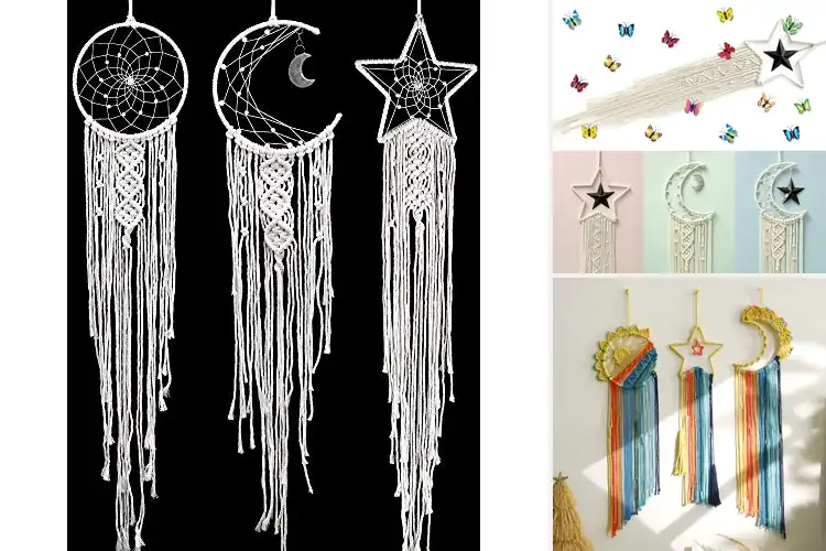 Detailed view of Best Macrame Wall Hangings With Moon Sun And Stars